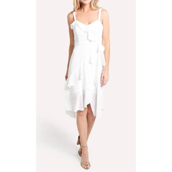 Parker Santana Ivory Summer Ruffle Sleeveless Dress $328 NWT Pearl Sold Out XS - Picture 1 of 12
